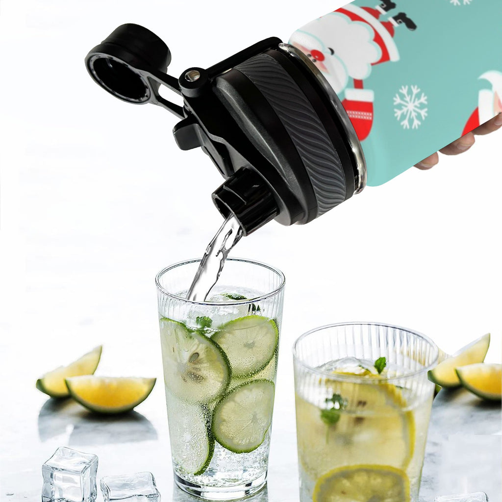 Santas - Insulated Water Bottle with Dual-Use Lid (18oz) Insulated Water Bottle with Dual-Use Lid (18oz) Christmas Printed Offshore