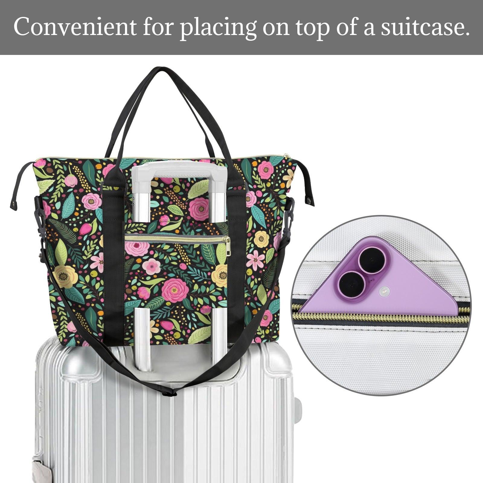 Bright Floral And Leaves Duffle Bag-Simple (Model 1715) Duffle Bag-Simple (1715)