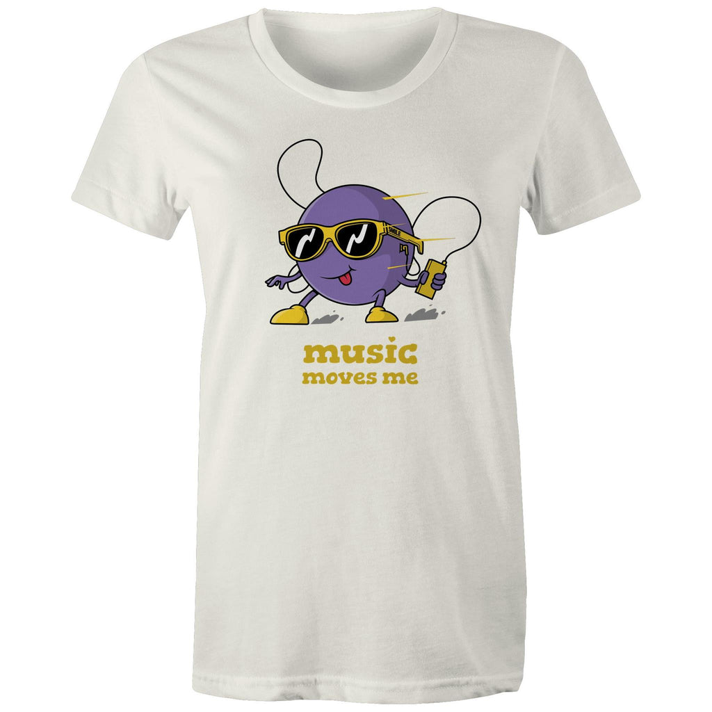 Music Moves Me - Womens T-shirt Natural Womens T-shirt Music Printed In Australia