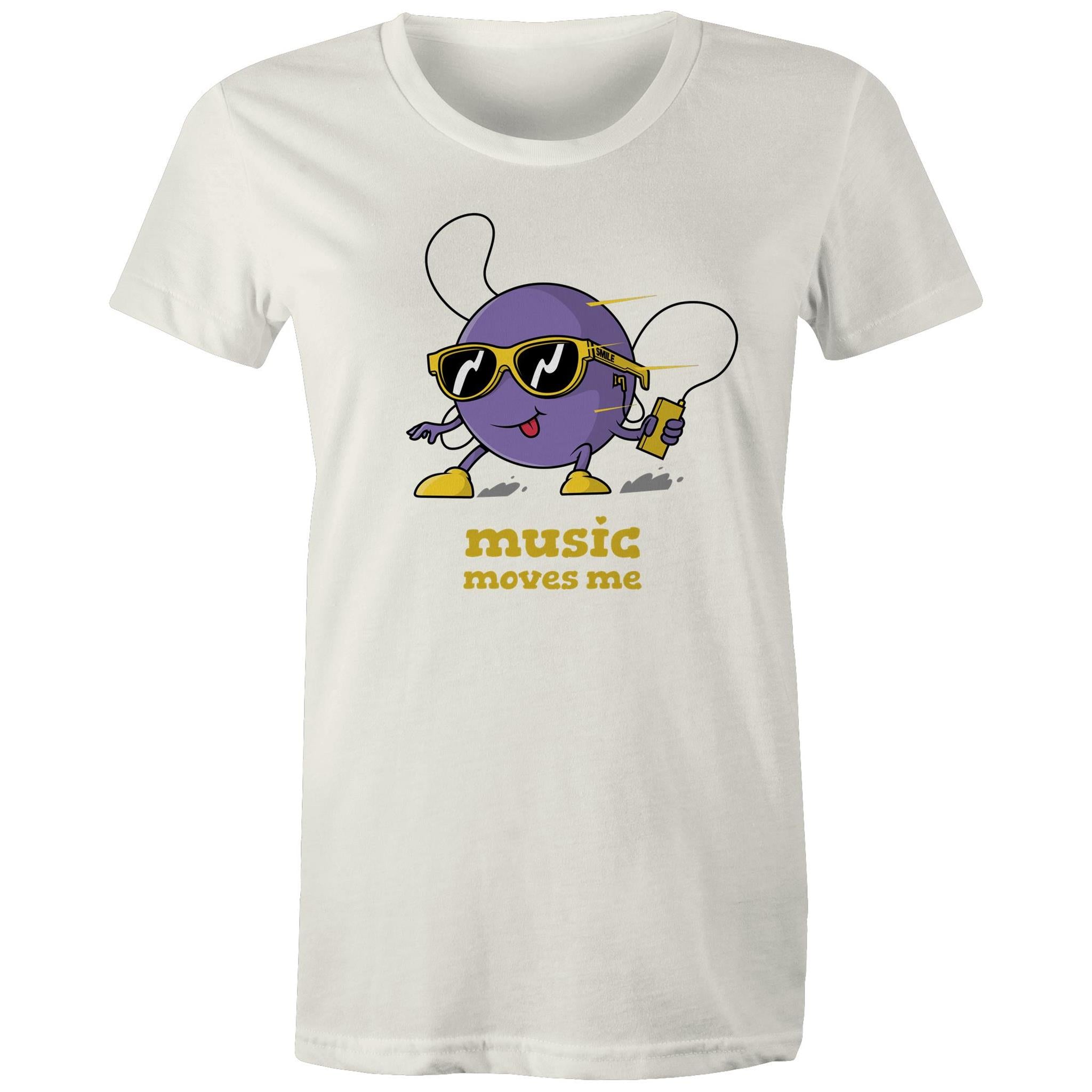 Music Moves Me - Womens T-shirt Natural Womens T-shirt Music Printed In Australia