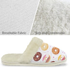 Doughnut Love Women's Fur Trim Thick-Sole Indoor Slippers Women's Fur Trimmed Slippers Food Printed Offshore