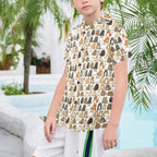 Lots Of Cats Senior Kids Hawaiian Shirt Senior Kids Hawaiian Shirt 8-15 animal Printed Offshore
