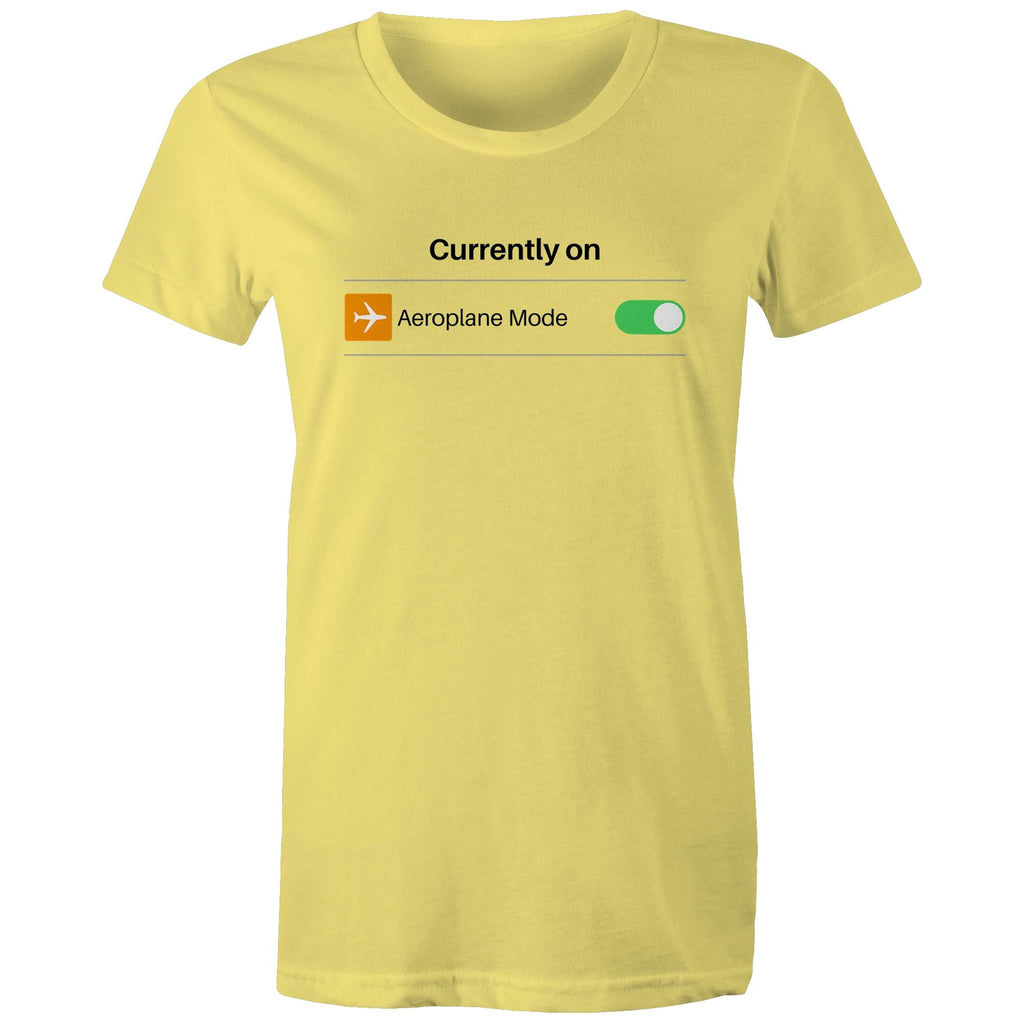 Currently On Aeroplane Mode - Womens T-shirt Yellow Womens T-shirt Printed In Australia Tech