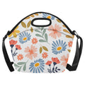 Boho Flowers And Leaves Neoprene Lunch Bag/Large (Model 1669) One Size Neoprene Lunch Bag Plants Printed Offshore