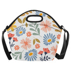 Boho Flowers And Leaves Neoprene Lunch Bag/Large (Model 1669) One Size Neoprene Lunch Bag Plants Printed Offshore