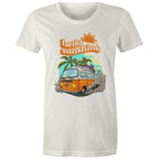 Hello Sunshine, Beach Van - Womens T-shirt Natural Womens T-shirt Printed In Australia Summer Surf