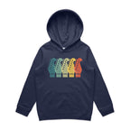 Vintage Guitar Heads - Kids Hoodie Midnight Blue Kids Hoodie Printed In Australia