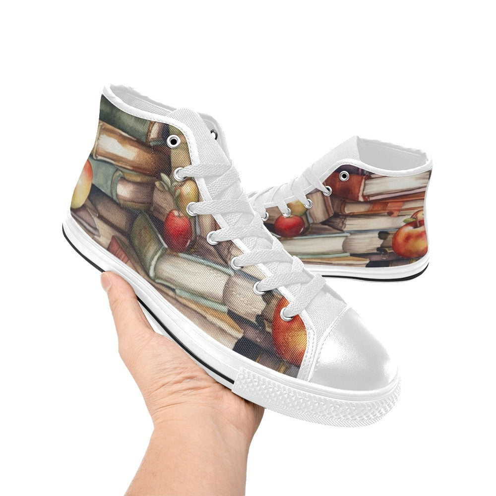Watercolour Books - Kids High Top Canvas Shoes
