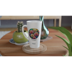 Stained Glass Birth Month Flowers - White Latte 17oz Ceramic Mug Personalised Latte Mug customise Globally Fulfilled Name Plants