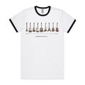 Guitar Timeline - Staple Ringer Tee White Black Ringer T-Shirt Music Printed In Australia