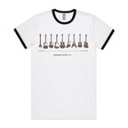 Guitar Timeline - Staple Ringer Tee White Black Ringer T-Shirt Music Printed In Australia