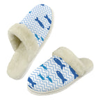 Simple Blue Fish Men's Fur Trim Thick-Sole Indoor Slippers 2XL Men's Fur Trimmed Slippers animal Ocean Printed Offshore
