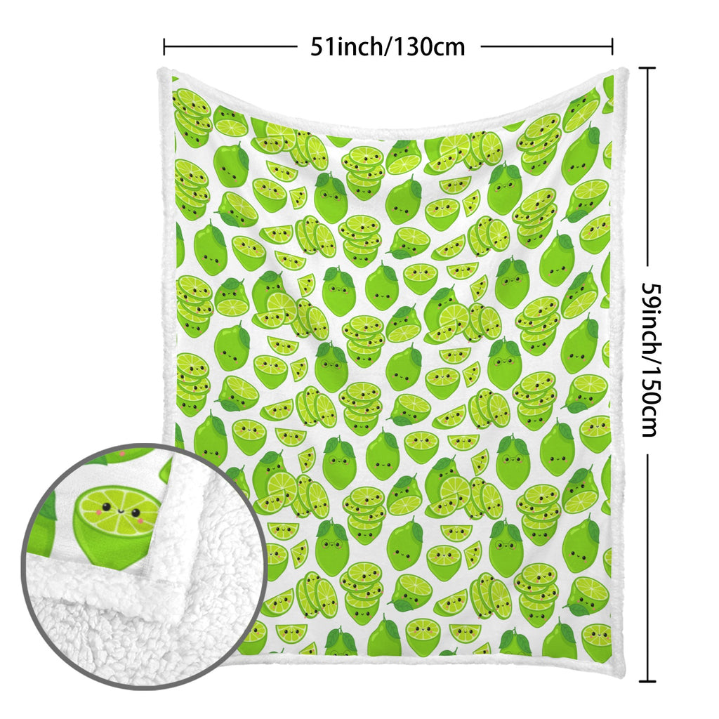 Cute Limes - Double-Layer Fleece Blanket 51"x59"
