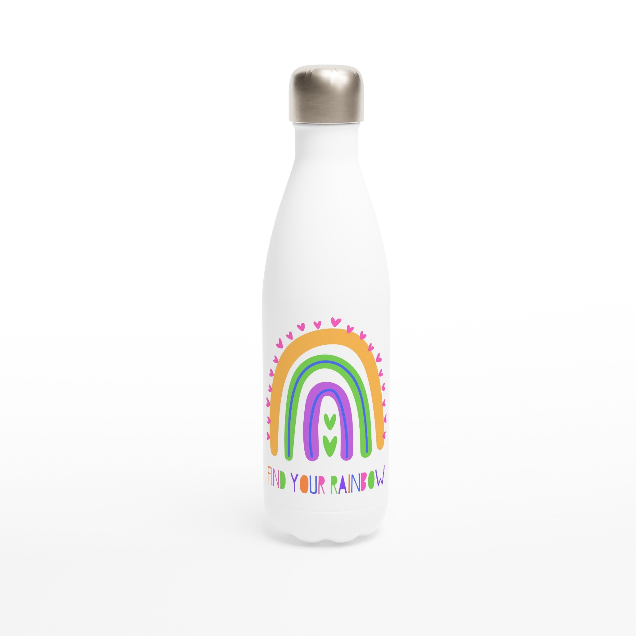 Find Your Rainbow - White 17oz Stainless Steel Water Bottle Default Title White Water Bottle Globally Fulfilled