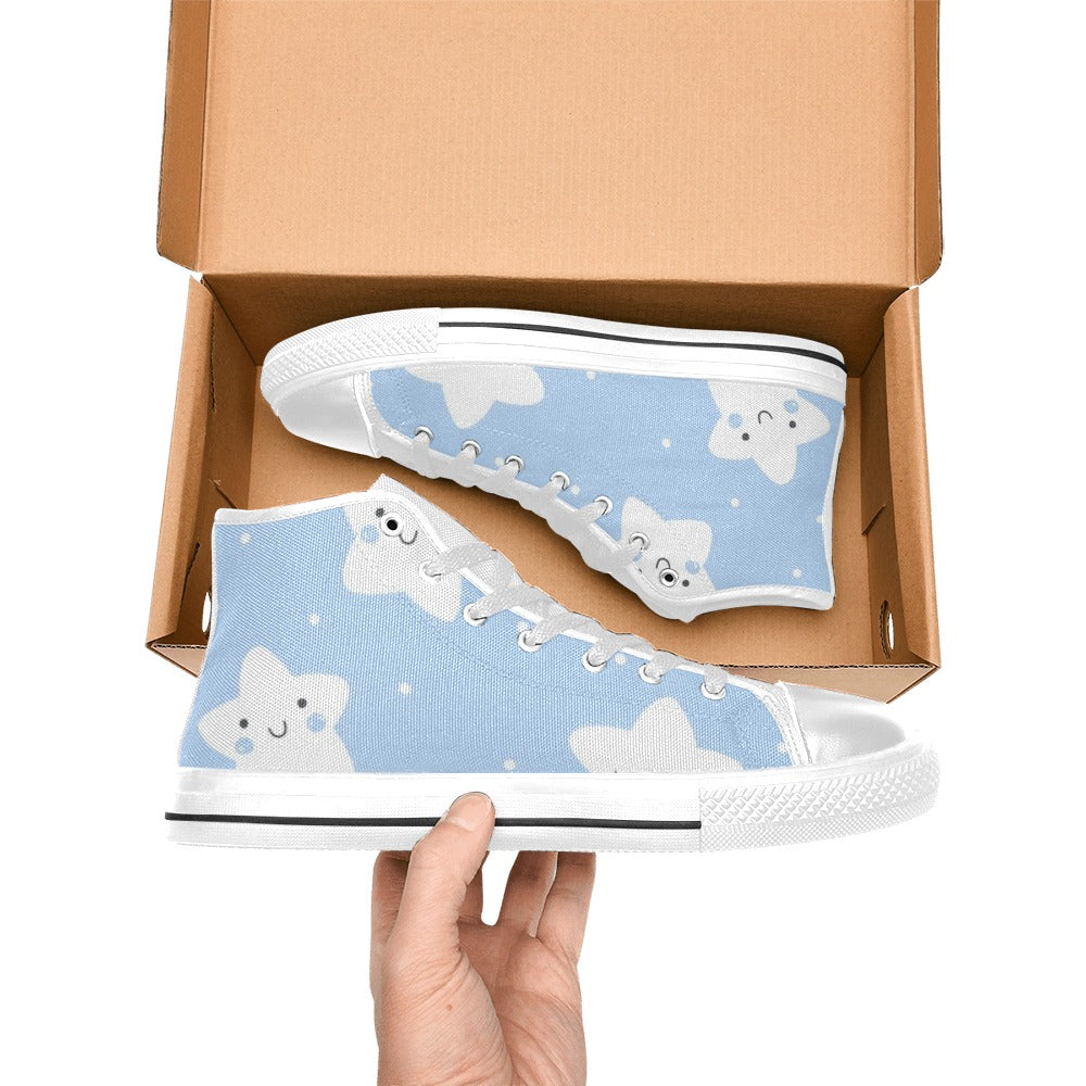 Happy Stars - Kids High Top Canvas Shoes
