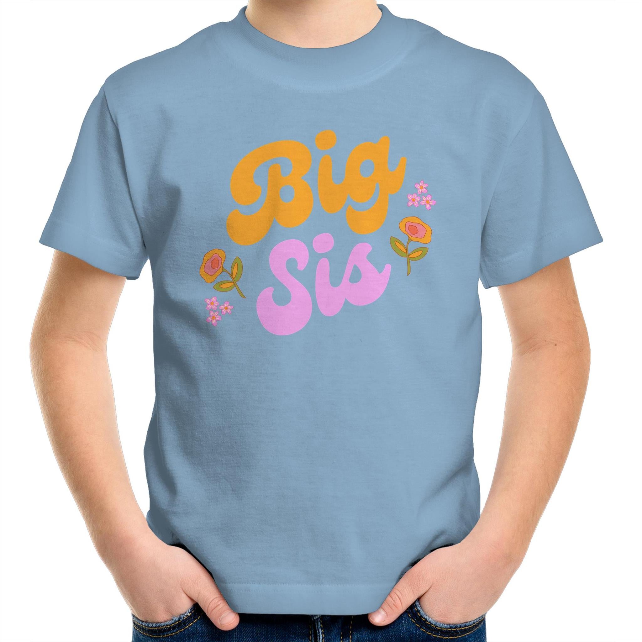 Big Sis, Sister - Kids Youth T-Shirt Carolina Blue Kids Youth T-shirt Printed In Australia