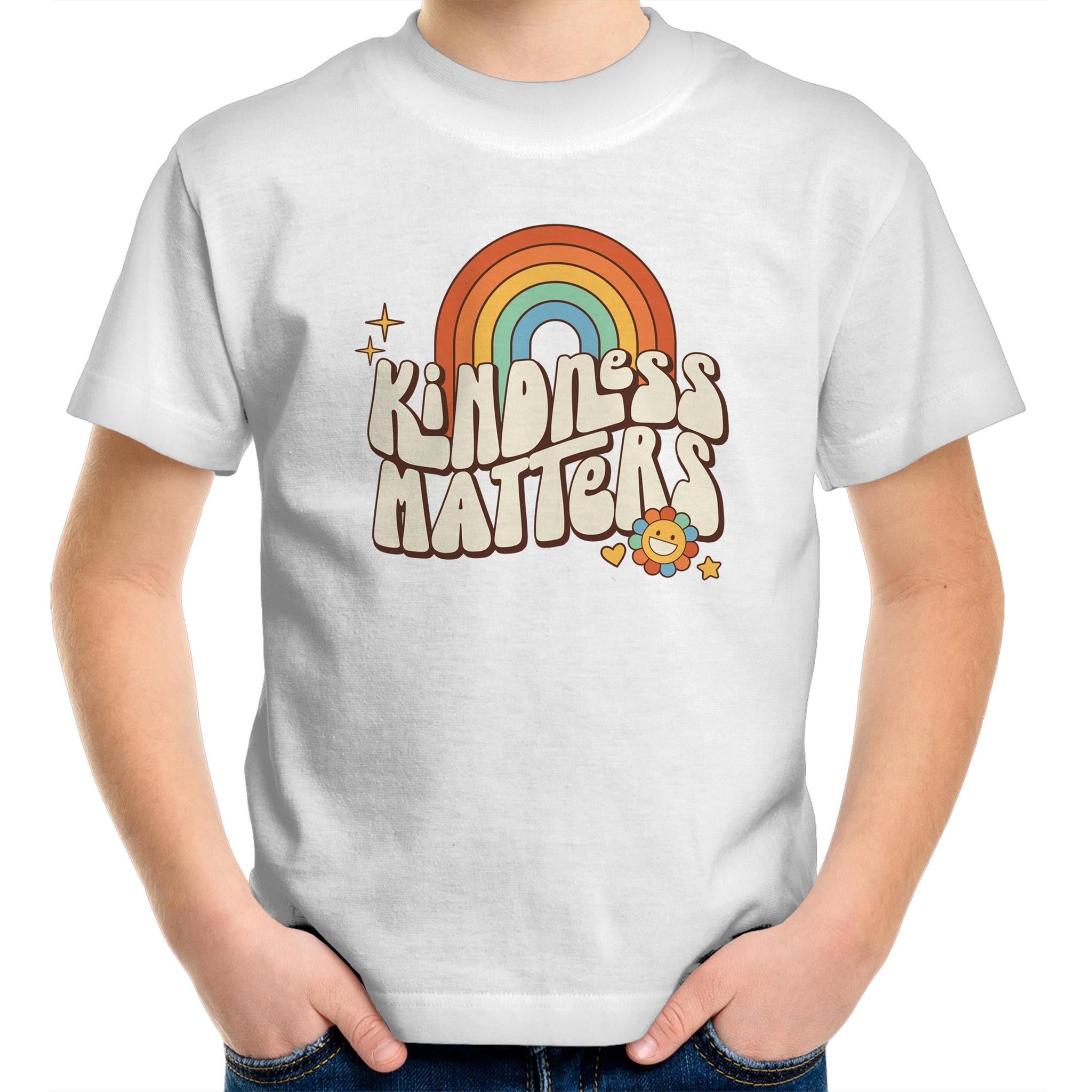 Kindness Matters - Kids Youth T-Shirt White Kids Youth T-shirt Kindness Positivity Printed In Australia Retro