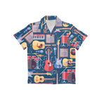 Music Instruments Blue - Junior Kids Hawaiian Shirt