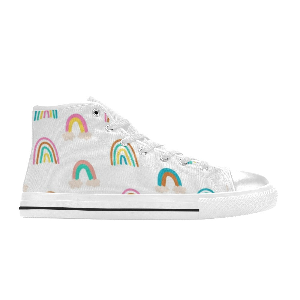 Cloud Rainbows - Kids High Top Canvas Shoes
