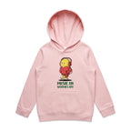 Music On, Worries Off - Kids Hoodie Pink Kids Hoodie Printed In Australia