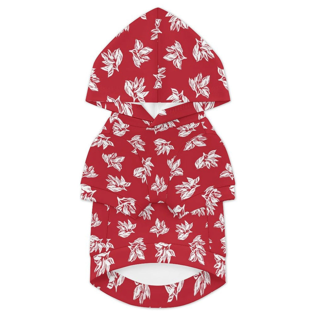 Red Retro Hawaiian Pet Hoodie (Large Size)