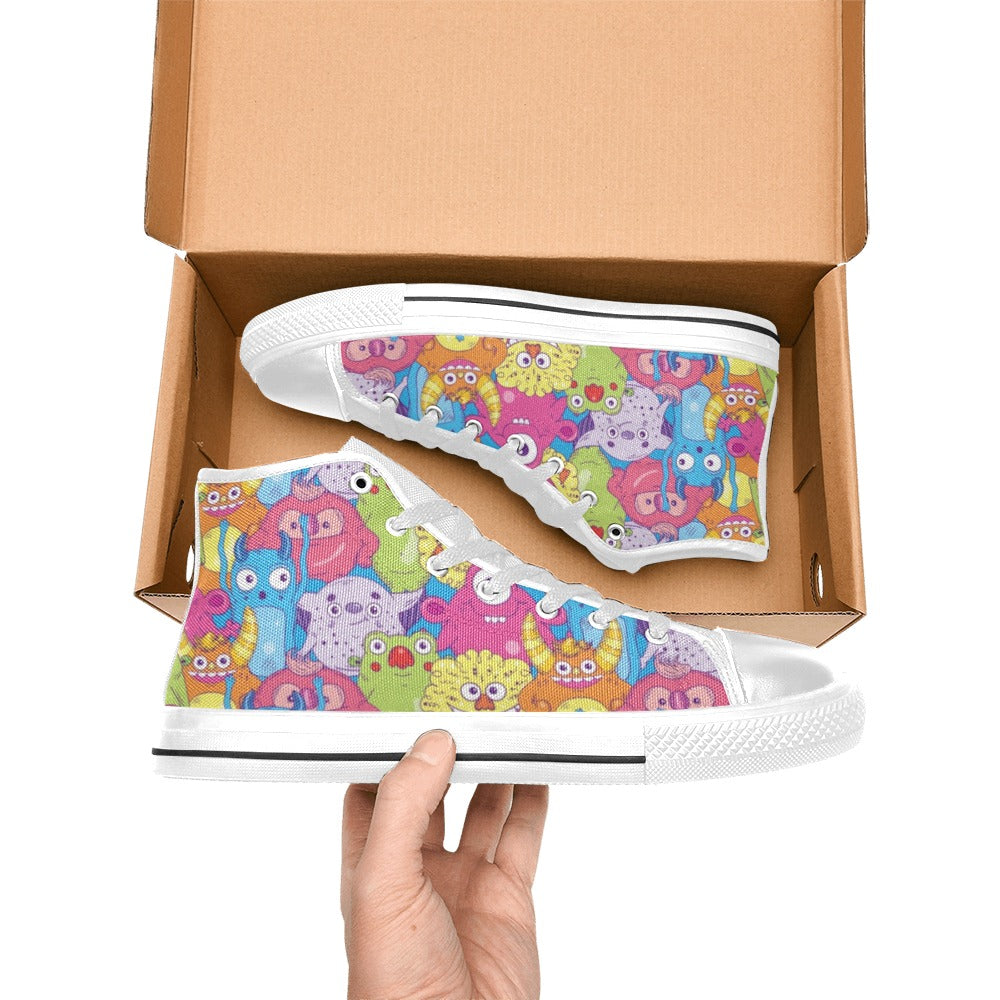 Cute Monsters - Kids High Top Canvas Shoes