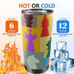Colourful Chess - 20oz Mobile Tumbler with Lid (Black Lock) 20oz Travel Mug Chess Games Printed Offshore