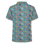 Doughnuts On Blue Kids Youth Short Sleeve Button Up Shirt