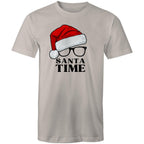 Santa Time - Mens T-Shirt Light Grey Mens Christmas T-shirt Christmas Printed In Australia