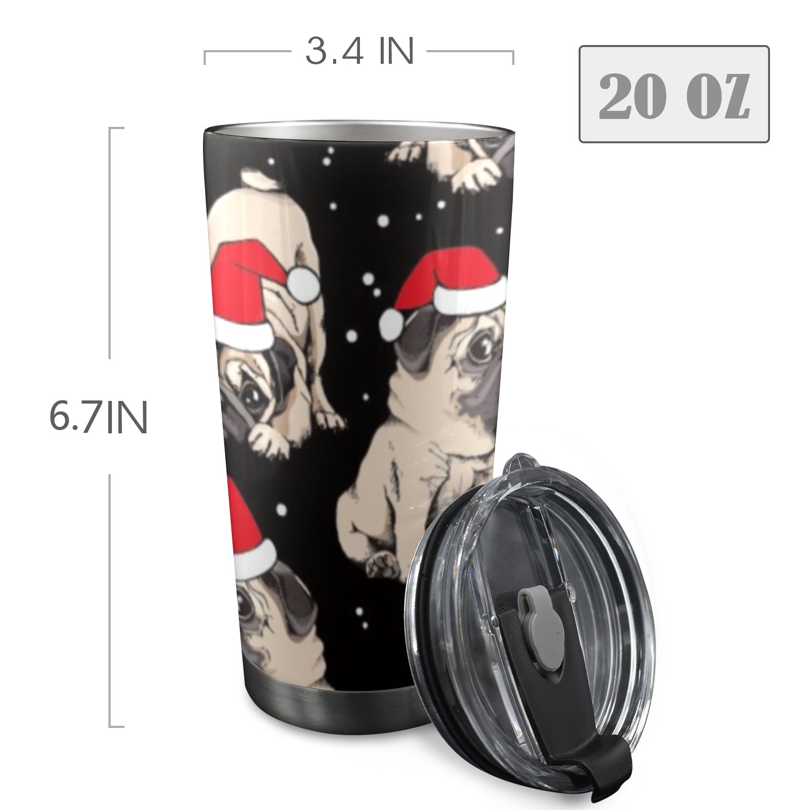 Christmas Dogs - 20oz Mobile Tumbler with Lid (Black Lock) 20oz Travel Mug Christmas Printed Offshore