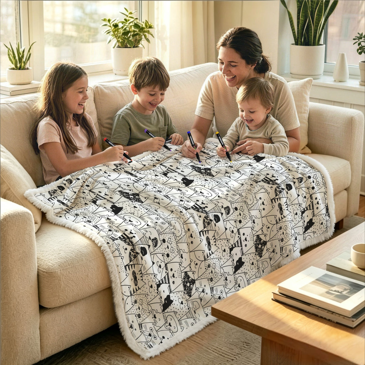Cat Crowd Colour Your Own Blanket 100×150cm