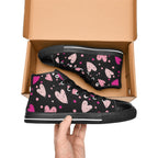 Pink Hearts - Women's High Top Canvas Shoes Womens Classic High Top Shoes Love Printed Offshore
