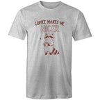 Coffee Makes Me Nicer - Mens T-Shirt Grey Marle Mens T-shirt animal Coffee Printed In Australia