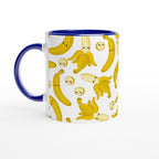 Happy Bananas - White 11oz Ceramic Mug with Colour Inside Ceramic Blue Colour 11oz Mug food Globally Fulfilled