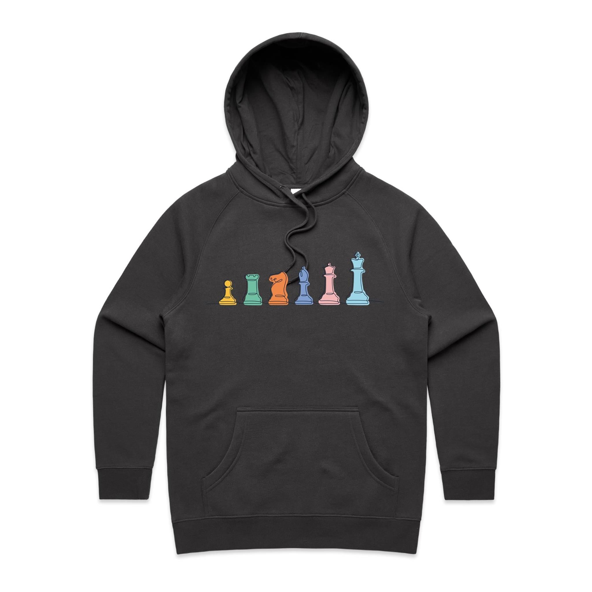 Chess - Womens Hoodie Coal Womens Hoodie Chess Games Printed In Australia