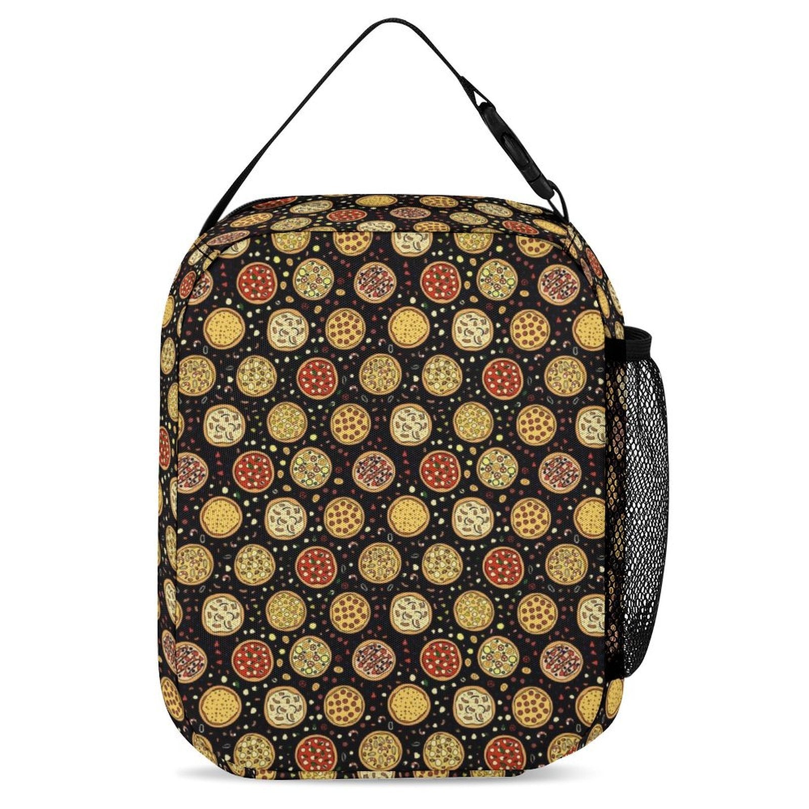 Round Pizzas On Black Backpack, Lunch Bag & Pencil Case Set