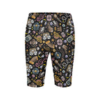 Retro Music Mix Women's Bike Shorts With Side Pockets Women's Bike Shorts Music Printed Offshore Retro