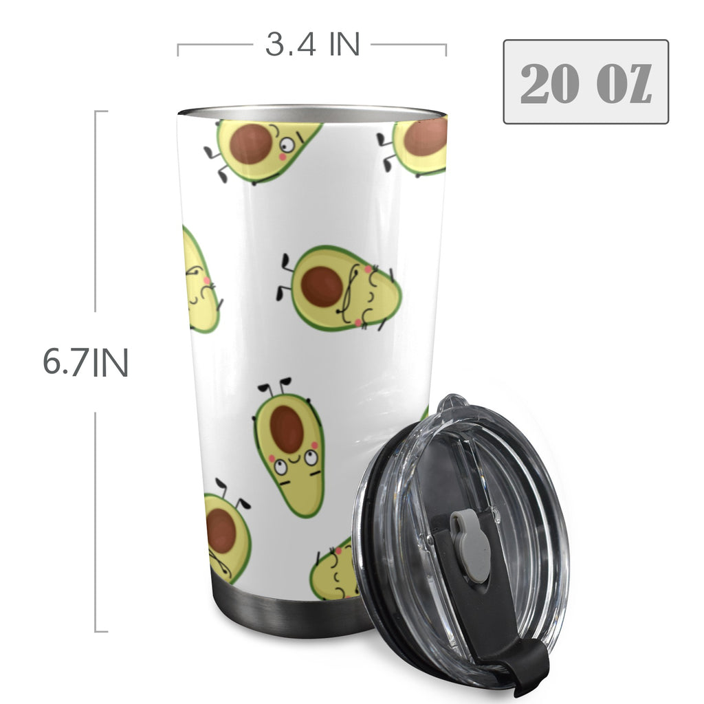 Avocado Characters - 20oz Mobile Tumbler with Lid (Black Lock) 20oz Travel Mug Food Printed Offshore