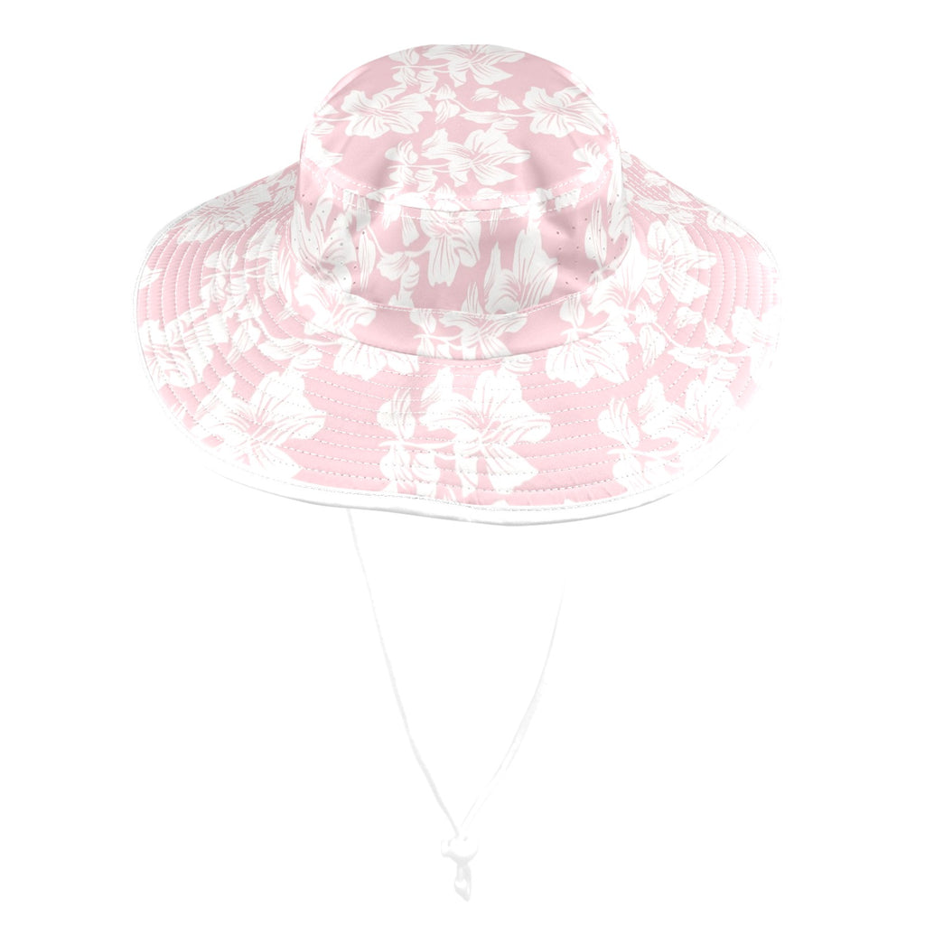 Pink Hawaiian Floral Wide Brim Bucket Hat Wide Brim Bucket Hat Plants Printed Offshore
