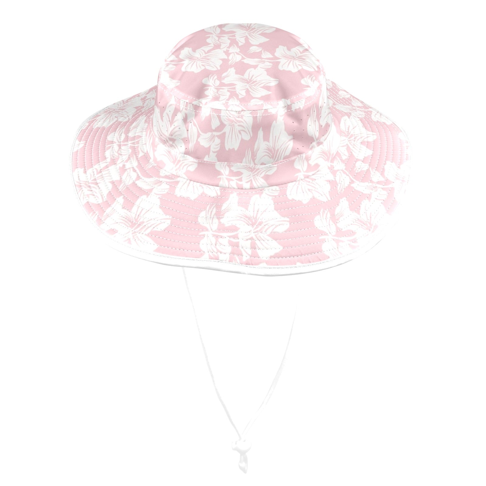 Pink Hawaiian Floral Wide Brim Bucket Hat Wide Brim Bucket Hat Plants Printed Offshore