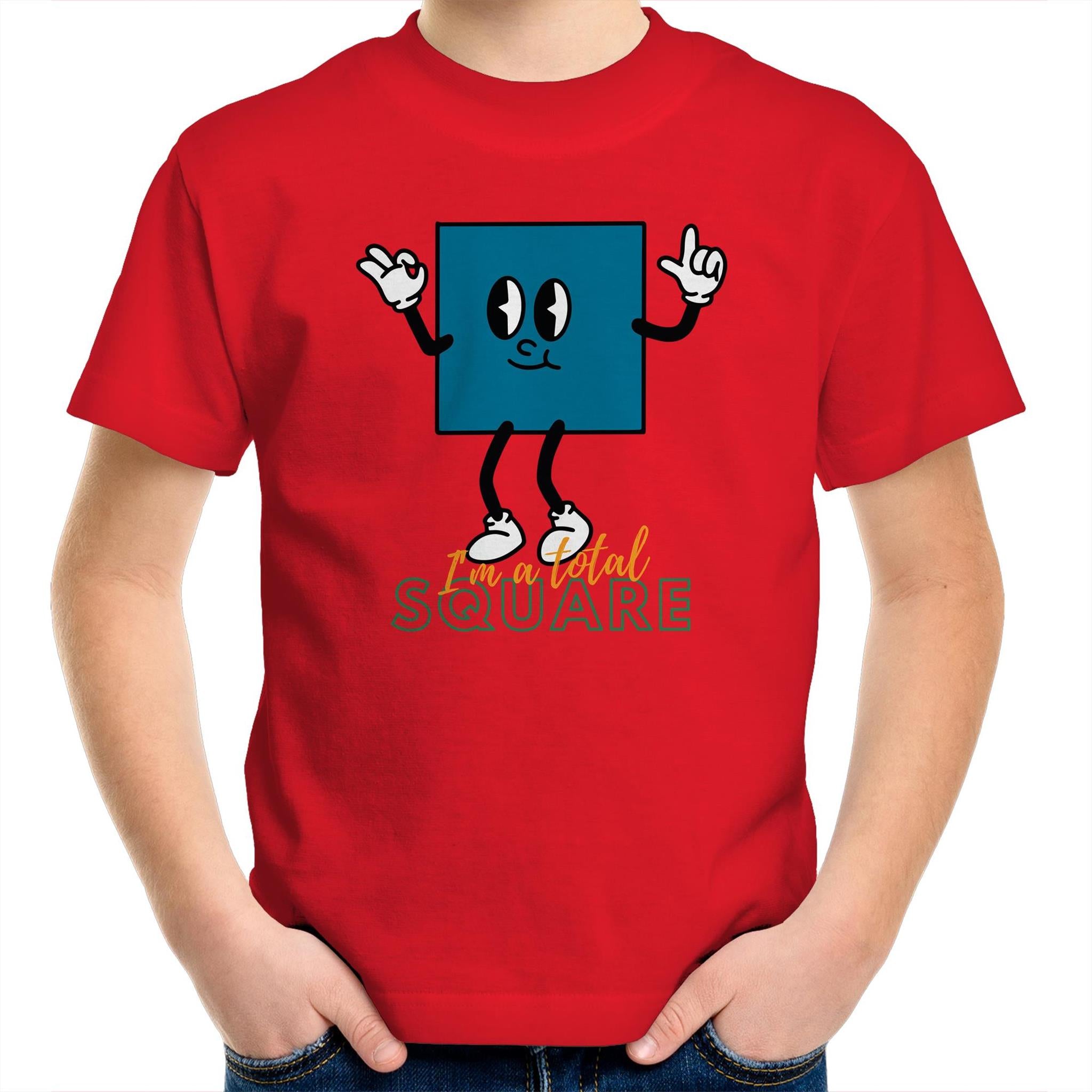 I'm A Total Square - Kids Youth T-Shirt Red Kids Youth T-shirt Maths Printed In Australia