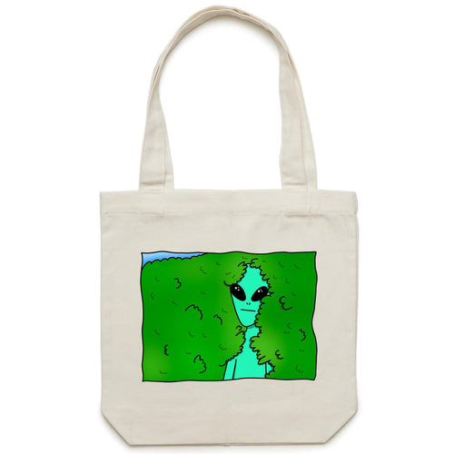 Alien Backing Into Hedge Meme - Canvas Tote Bag Cream One Size Tote Bag Printed In Australia