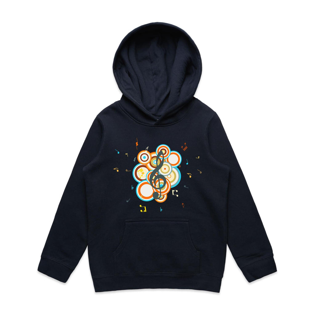 Funky Music - Kids Hoodie Navy Kids Hoodie Printed In Australia