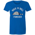 Rock And Roll Forever - Womens T-shirt Bright Royal Womens T-shirt Music Printed In Australia