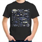 Sea Creatures - Kids Youth T-Shirt Black Kids Youth T-shirt animal Printed In Australia