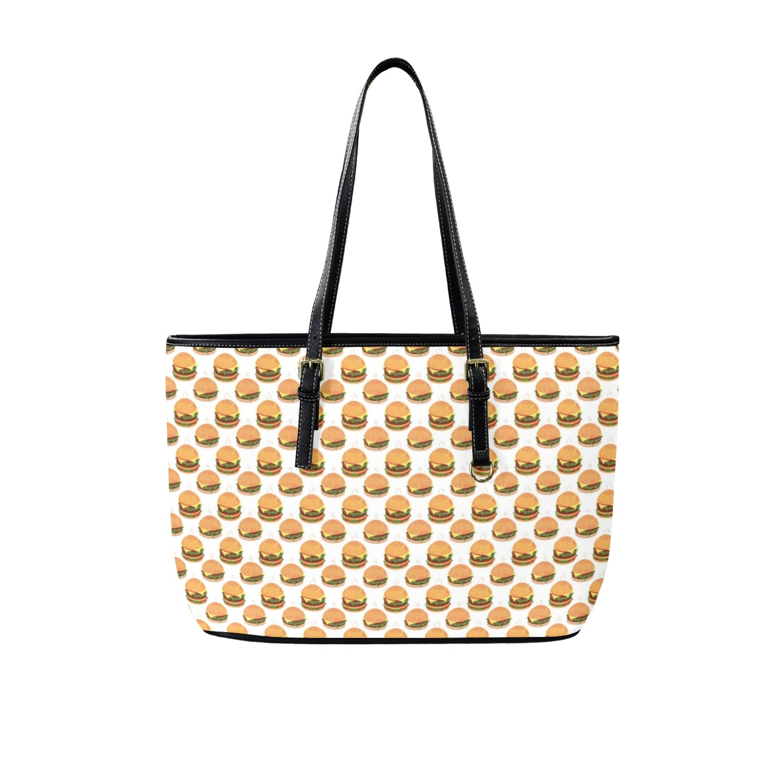 Hamburgers on White - PU Leather Tote Bag - Large