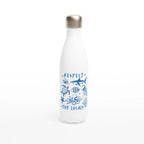 Respect The Locals, Sea Life - White 17oz Stainless Steel Water Bottle Default Title White Water Bottle animal Globally Fulfilled Ocean Surf