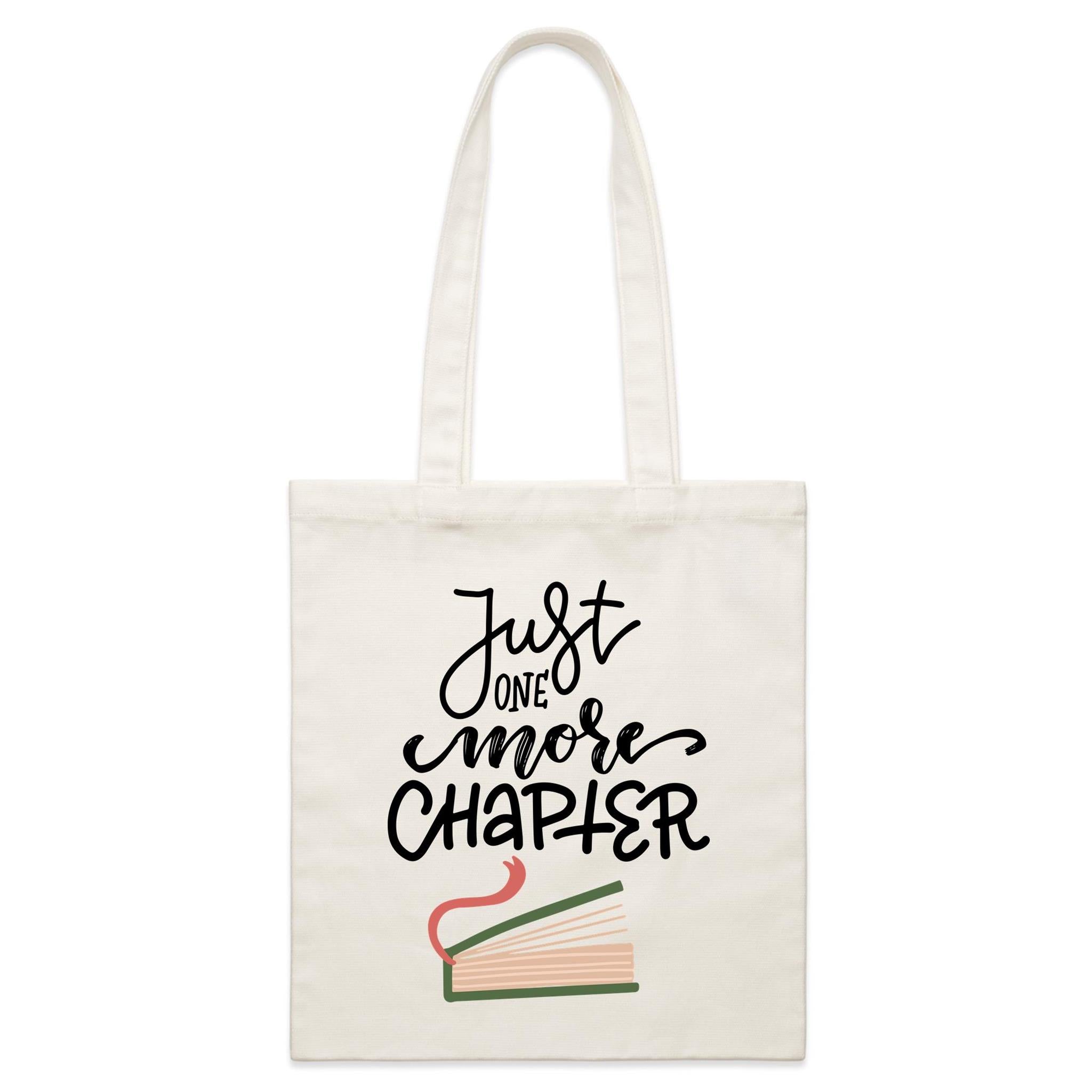 Just One More Chapter - Parcel Canvas Tote Bag Default Title Small Tote Bag Printed In Australia Reading