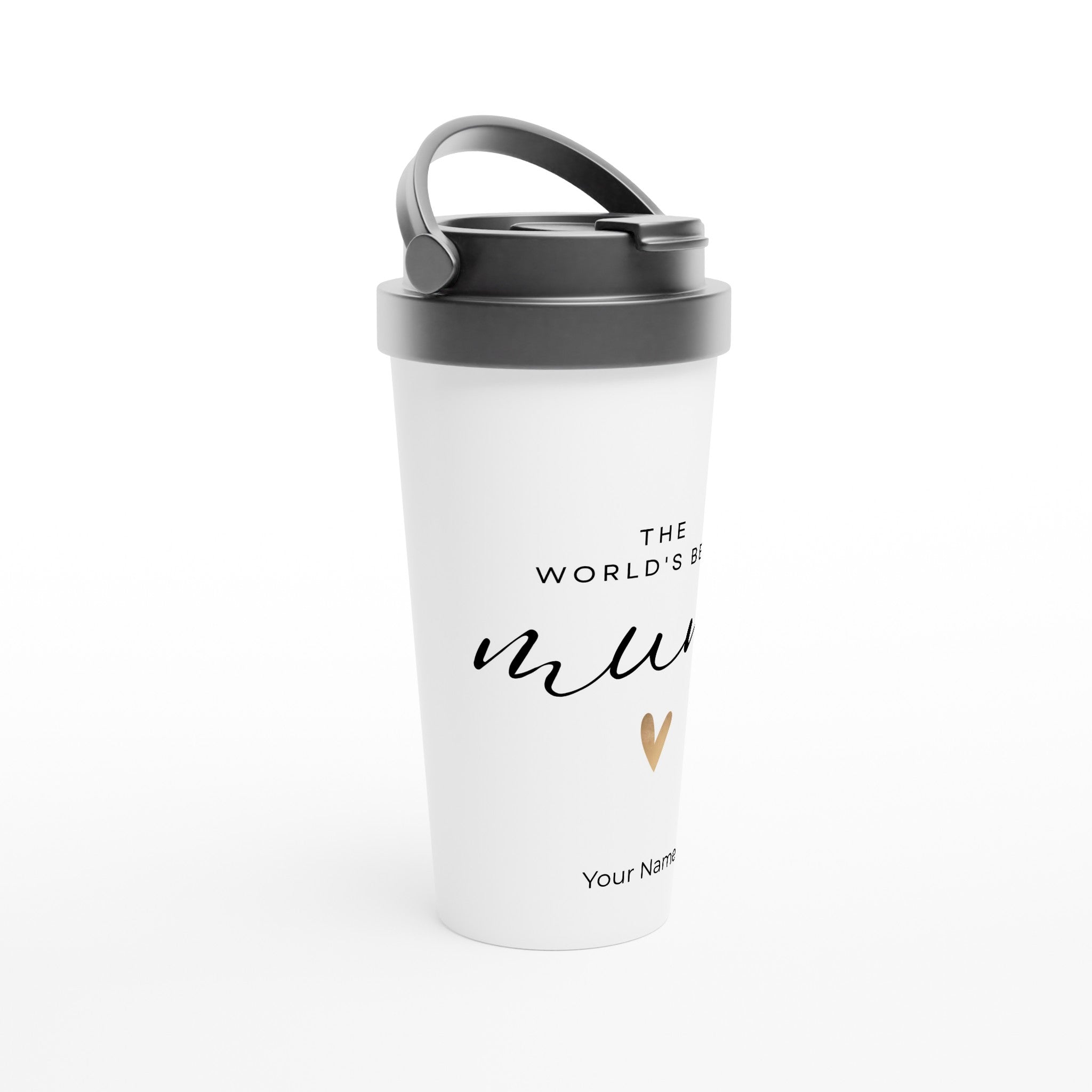 Personalised - The World's Best Mum - White 15oz Stainless Steel Travel Mug Personalised Travel Mug Globally Fulfilled Mum