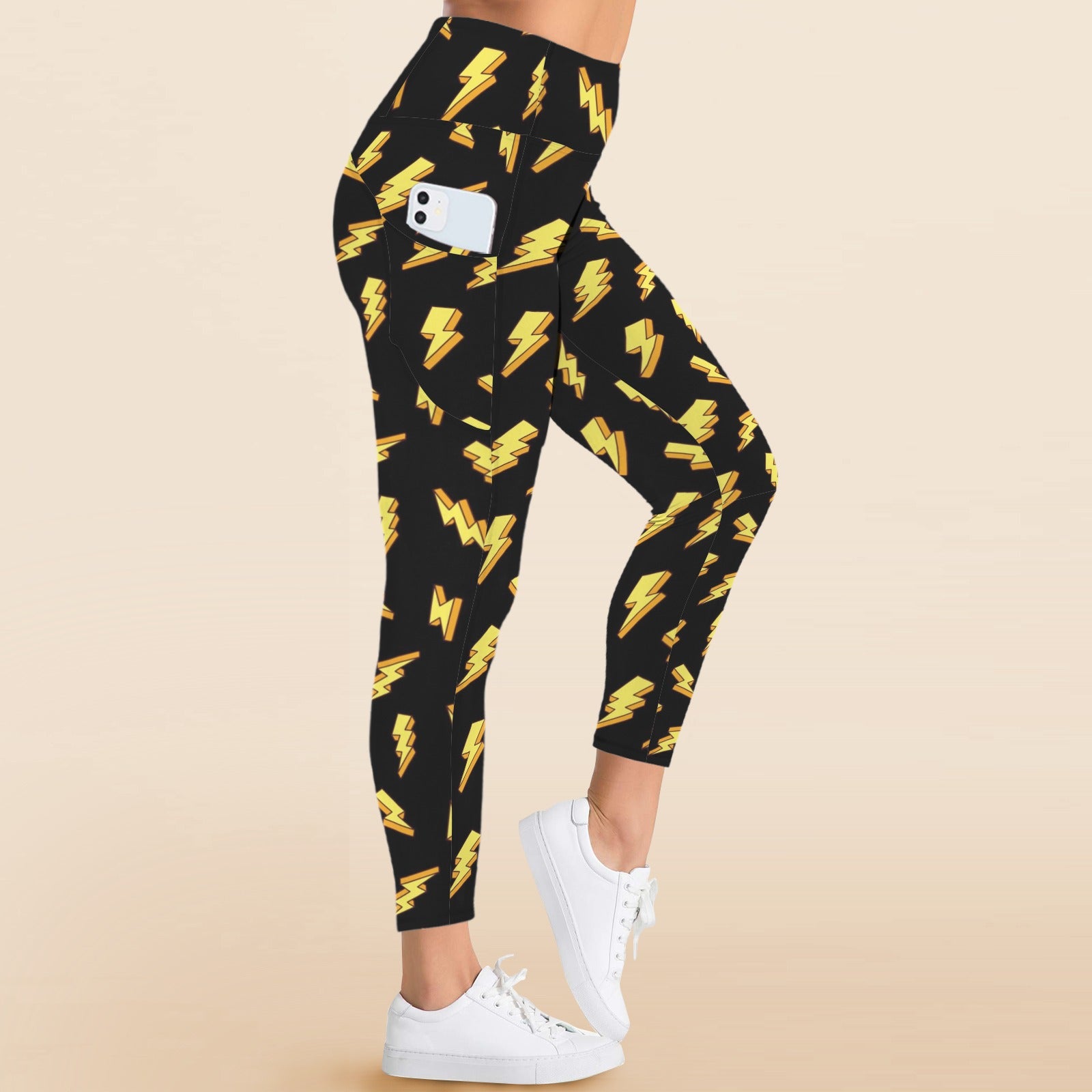 Lightning Bolts - Women's High Waist Pockets Yoga Leggings